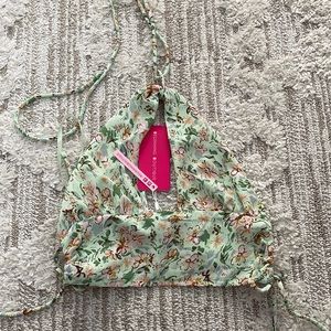 Beginning Boutique green floral halter top